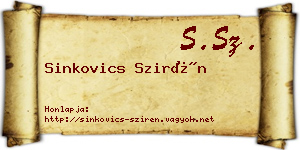 Sinkovics Szirén névjegykártya